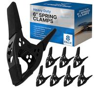 FactorDuty Lote de Abrazadera de Resorte de 8-6 "Pulgadas Grande de Metal de Resorte Súper Resistente Todo Negro - Apertura de Mordaza de 2.5 Pulgadas