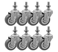 FactorDuty Rueda giratoria gris de 2 pulgadas de 3/20.3 cm-3.0 cm con vástago roscado, ruedas de poliuretano de alta calidad, sin marcas, sin ruido, 65 libras por rueda (paquete de 8)