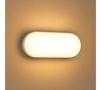 FactorLED Aplique Pared Exterior, Plafón Techo Exterior, 12W, 1200Lm, IP65 Impermeable, Blanco, Lampara Pared Moderno ideal para jadin, terraza, porche, garaje o patio (Luz cálida 2700K, Ovalado)