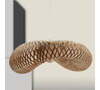 FactorLED Lámpara Colgante de Bambu, Casquillo E27, estilo Natural Nórdico, Altura Regulable, Luz Decorativa Vintage para Techos de comedor, dormitorio, cocina y salón (MALAKA)