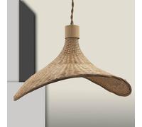 FactorLED Lámpara Colgante de Bambu, Casquillo E27, estilo Natural Nórdico, Altura Regulable, Luz Decorativa Vintage para Techos de comedor, dormitorio, cocina y salón (BALI)