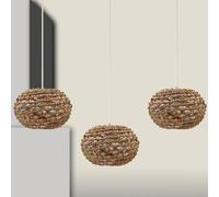 FactorLED Lámpara Colgante de Rattan, Casquillo E27, estilo Natural Nórdico, Altura Regulable, Luz Decorativa Vintage para Techos de comedor, dormitorio, cocina y salón (KAWASSI)