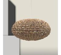 FactorLED Lámpara Colgante de Rattan, Casquillo E27, estilo Natural Nórdico, Altura Regulable, Luz Decorativa Vintage para Techos de comedor, dormitorio, cocina y salón (MEDAN)