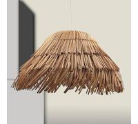 FactorLED Lámpara Colgante de Rattan, Casquillo E27, estilo Natural Nórdico, Altura Regulable, Luz Decorativa Vintage para Techos de comedor, dormitorio, cocina y salón (MALAY)