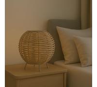 FactorLED Lámpara de Mesa Pantalla de Mimbre, (Max. 40W), Estilo Natural Nórdico, Luz Decorativa sobremesa de noche, para habitaciones o escritorios (SUNNE)