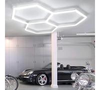 FactorLED Lámpara LED Hexagonal, 15pcs Luces de Techo, 180W, 22500Lm, Pantallas Lineales interconectables para garajes, parkings, gimnasios o comercios (Luz natural 4000K, 3 HEX)