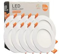 FactorLED Pack x10 Downlight LED Techo Empotrable Circular Slim 9cm 6W (60W), Panel Redondo Empotrado, Placa Extraplana, Luz Seleccionable 2700K-4000K-5700K (CCT) (10, Ø90mm)