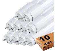 FactorLED Pack x10 Tubo LED 60cm 9W, Fluorescente Standard T8 G13, Ángulo 300º, 990 lumenes, Iluminación interior de techo, Bajo consumo y Alta luminosidad, Cebador LED incluido (Luz Natural (4000K))