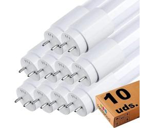 FactorLED Pack x10 Tubo LED 60cm 9W, Fluorescente Standard T8 G13, Ángulo 300º, 990 lumenes, Iluminación interior de techo, Bajo consumo y Alta luminosidad, Cebador LED incluido (Luz Blanca (5700K))