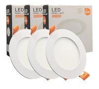 FactorLED Pack x3 Downlight LED Techo Empotrable Circular Slim 9cm 6W (60W), Panel Redondo Empotrado, Placa Extraplana, Luz Seleccionable 2700K-4000K-5700K (CCT) (3, Ø90mm)