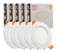FactorLED Pack x5 Downlight LED Techo Empotrable Circular Slim 9cm 6W (60W), Panel Redondo Empotrado, Placa Extraplana, Luz Seleccionable 2700K-4000K-5700K (CCT) (5, Ø90mm)