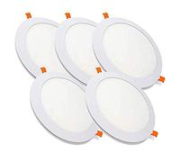 FactorLED Pack x5 Placa LED Circular 20w Slim 20º 2000 Lm, Downlight Panel Redondo, Placa Blanca Empotrable, LED Extraplano, Iluminación de interior, Corte de Techo Φ205mm (Blanco Cálido)