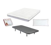 FACTORY COLCHON - Pack Colchón Viscoelástico Aloe + Base Tapizada 105x190 + Almohada + Protector De Colchón