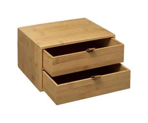 Factory Cuadros - Caja de Bambú con 2 Cajones de Almacenaje para Accesorios de Belleza y Maquillaje