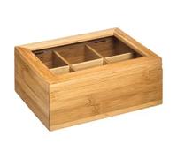 EDM Caja de té SG Secret de Gourmet – 6 compartimentos, bambú, beige 22x16x8.7 cm