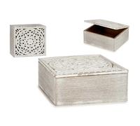 Factory Cuadros Caja Decorativa Calada Madera Blanca - 16.5x19.5x8