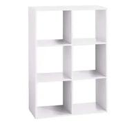 Factory Cuadros - Estantería Teo Blanca de Madera 6 Compartimentos - Organización Eficiente