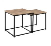 Factory Cuadros - Juego de 2 Mesas Nido Pretoria / Mesas Auxiliares - Cubo de Metal y Madera Natural - Ahorro de Espacio - Estilo Decorativo