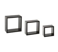 Factory Cuadros Juego de 3 Estantes de Pared en Forma de Cubo Negro