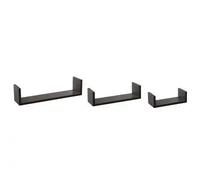 Factory Cuadros - Juego de 3 Estantes de Pared Negros con Laterales Cerrados - Organización Moderna | Fácil Instalación | Almacenamiento Versátil