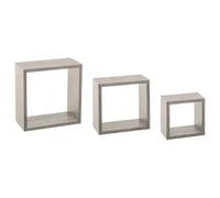 Factory Cuadros - Juego de 3 Estantes de Pared Roble Gris en Forma de Cubo - Organización Moderna | Diseño Versátil | Madera Resistente