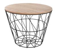 Factory Cuadros - Mesa Auxiliar Heikki Negra - D. 38 X H. 30 5 Cm - Madera Metal - Elegante Diseño Moderno