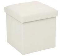 Puf plegable lysandre estilo contemporáneo en terciopelo en color beige con tapa 38x38 cm
