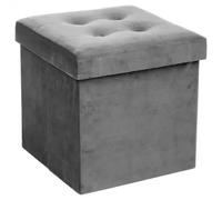 Atmosphera Puf plegable Lysandre efecto terciopelo gris