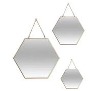 Atmosphera Juego de 3 espejos hexagonales dorados 19,8x17,5/25x22,5/29,5x26 cm