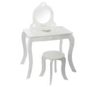 Factory Cuadros - Tocador Princess con Taburete Estampado Blanco - Maquillaje Infantil - Almacenamiento Conveniente