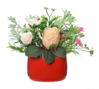 FACULX Arreglo floral de seda, rosa falsa realista, hortensia camelia, plantas artificiales teñidas a mano para decoración del hogar y la oficina (B)