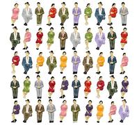 FACULX Figuras de personas, modelo a escala 1:32, trenes arquitectónicos, figuras de personas pequeñas sentadas y de pie para escenas en miniatura, 48 piezas