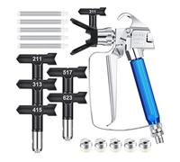 FACULX Kit de 12 pulverizadores de pintura sin aire con 5 puntas reversibles, 5 filtros de malla para mantener un spray suave y minimizar los atascos