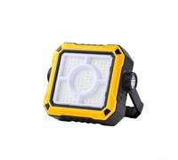 FACULX Luz de trabajo COB recargable por USB con interruptor doble, ángulo ajustable de 180° e indicador de nivel de batería para acampar al aire libre y uso en interiores (naranja)
