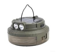 FACULX Luz solar de camping con tira de luz de 20 m, reflector de carga dual y foco para actividades al aire libre, USB-C y alimentado por energía solar con resistente al agua (cálido)