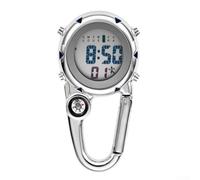 FACULX Mosquetón Reloj multifuncional Luminoso Clip en el reloj de mosquetón con brújula, senderismo al aire libre Camping Adventure Gear (azul)
