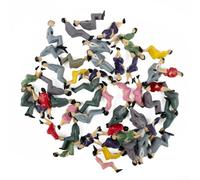 FACULX Paquete de 50 figuras de personas a escala de trenes, modelos de plástico a escala 1:32, figuras de personas sentadas de pie, plástico calibre 1 para escenas en miniatura