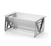 FACULX Parrilla portátil de barbacoa plegable de acero inoxidable con altura ajustable para exteriores, playa, picnic, patio trasero (40 x 24,2 x 17,5 cm)