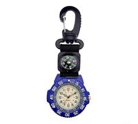 FACULX Reloj de escalada con mosquetón y brújula, reloj de bolsillo luminoso con clip para actividades al aire libre, camping, senderismo, montañismo (azul)