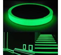 FACULX Rollo de cinta luminosa de PVC, cinta adhesiva fluorescente impermeable que brilla en la oscuridad, para escaleras, suministros de escenario, decoración, luz verde (1 cm x 3 m)