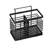 FACULX Soporte multifuncional para palillos montado en la pared con sistema de drenaje integrado para organización de cocina en casa y almacenamiento de utensilios pequeños (negro)