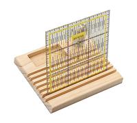 Facynde Organizador de reglas de acolchado, soporte de regla de madera con soporte para hilos, 18 x 15 cm, soporte de madera para regla de costura, laboratorio/escuela/hogar