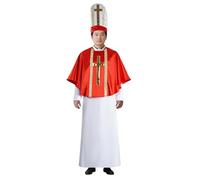 FAD-4U Disfraz de sacerdote para hombre, conjunto de 3 piezas, bata, capa y sombrero, traje de cosplay de clero católico para iglesia, Navidad, Halloween, tallas XS a 3XL