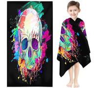 Fadaing Toalla de playa con calavera, 90 x 180 cm, toalla de baño, toalla de playa, toalla de mano de 50 x 100 cm para niños, Halloween, calavera grande, 100 x 200 cm, toalla de microfibra (19,80 x