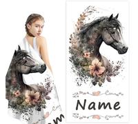 Fadaing Toalla de playa personalizada con nombre, diseño de caballo, toalla de playa con nombre, microfibra, toalla de playa, grande, 70 x 140 cm, regalo para niños (1,80 x 160 cm)