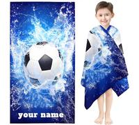 Fadaing Toalla de playa personalizada con nombres, toalla de playa de microfibra con nombre, toalla de playa de microfibra, tamaño grande, 100 x 200 cm, toalla de baño de fútbol para niños (1,80 x 150