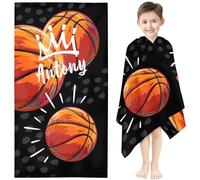 Fadaing Toalla de playa personalizada de baloncesto con nombre, toalla de baloncesto, toalla de playa de microfibra con nombre, toalla de playa grande, 100 x 200 cm, para niños (1,80 x 160 cm)