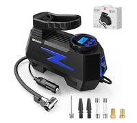 FADAKWALT Inflador de Ruedas para Coche Digital 12V, Compresor de Aire Portátil 150 PSI, Hinchador Eléctrico de Neumáticos con Pantalla LCD y Luz LED para Coche, Bici, Moto y Más(Azul)