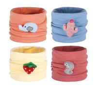 Fadcaer 4 Piezas Braga Cuello Niño Braga Cuello Niña Bebe O-Ring Collar Bufanda de Algodón de Invierno Calentador de Cuello Pañuelos Suave Transpirable Elástico para Otoño Invierno (Conjunto D)