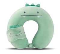 Fadcaer Almohada de Viaje Almohada de Viaje para Niños con Antifaz Almohada Cervical en Forma de U de Espuma con Memoria 100% Pura para Viajar para Adultos y Niños (Verde)